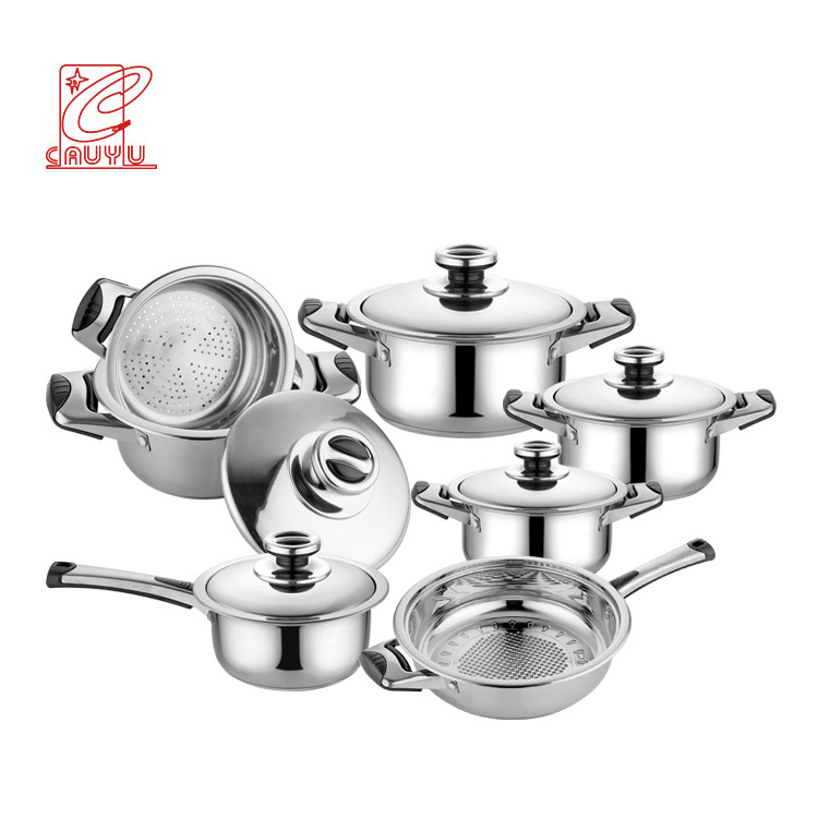 Multifunction non-stick cooking pots 12pcs kitchen ware stainless steel cookware sets dropshipping