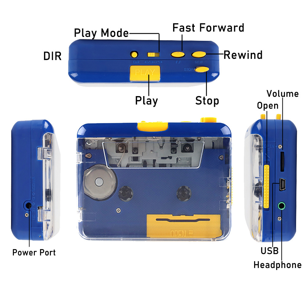 Factory Wholesale White Transparent Walkman USB Cassette Capture Tape Recorder Player to MP3 Converter