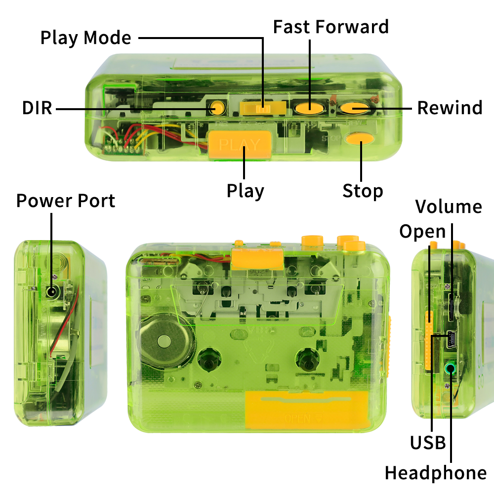 Retro OEM ODM Transparent Orange Stereo MP3 Converter Tape Cassette Walkman Player