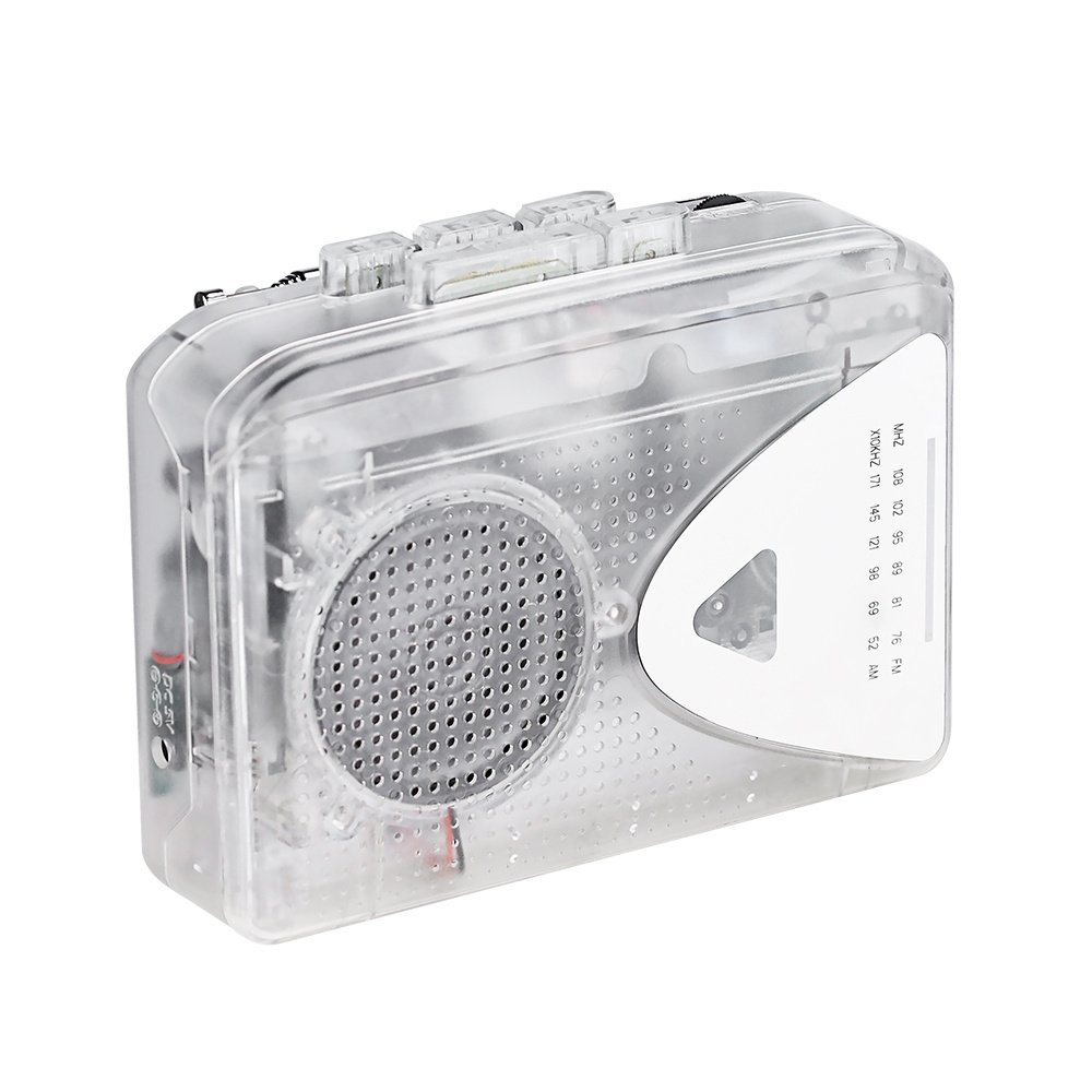 Factory hot sell transparent cassette recorder player mechanism with am fm radio clear walkman tape player