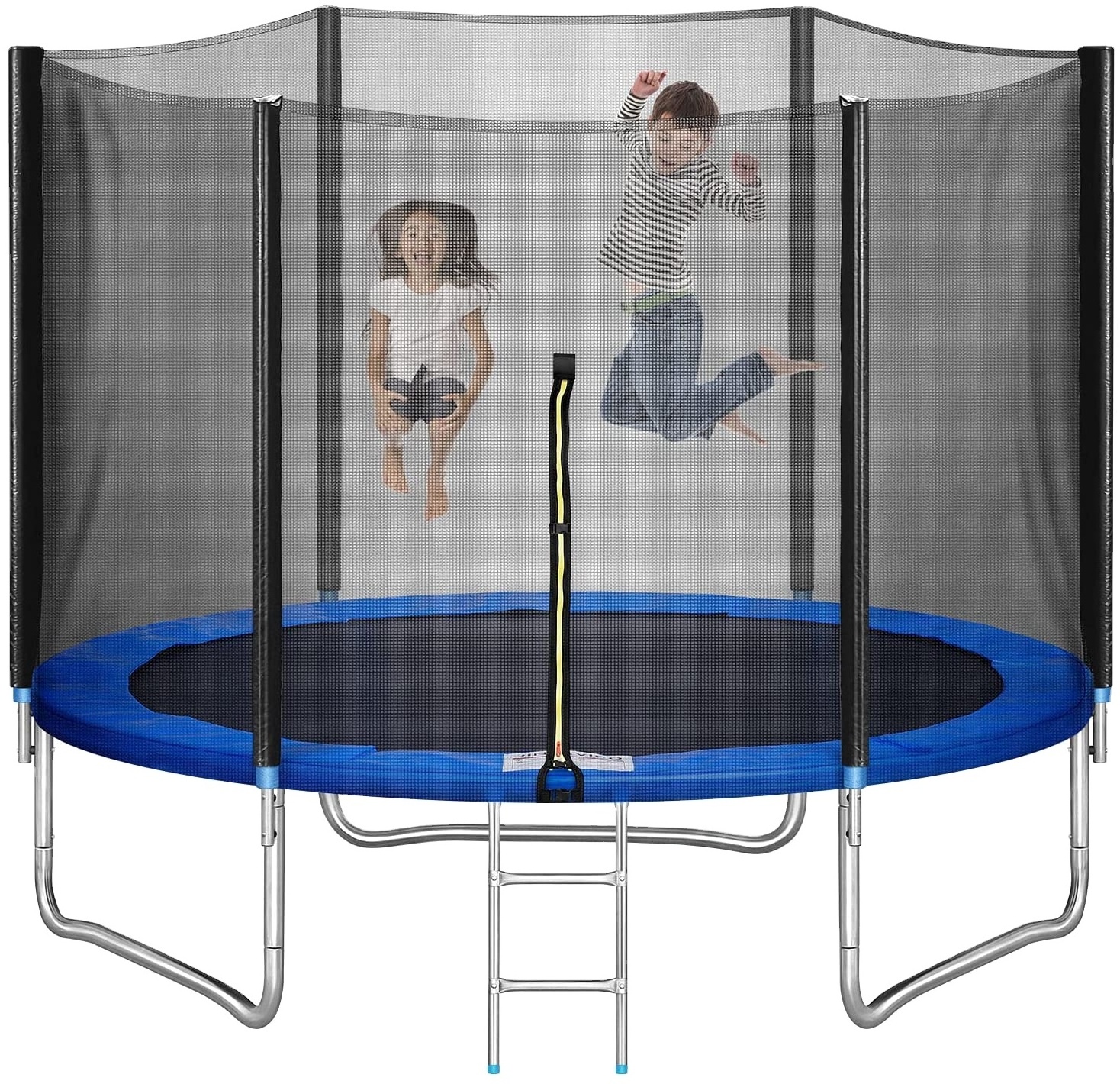 10FT Garden Trampoline with Safety Enclosure Net, Combo Bounce Jump Outdoor Fitness PVC Spring Cover Padding Kids Trampoline