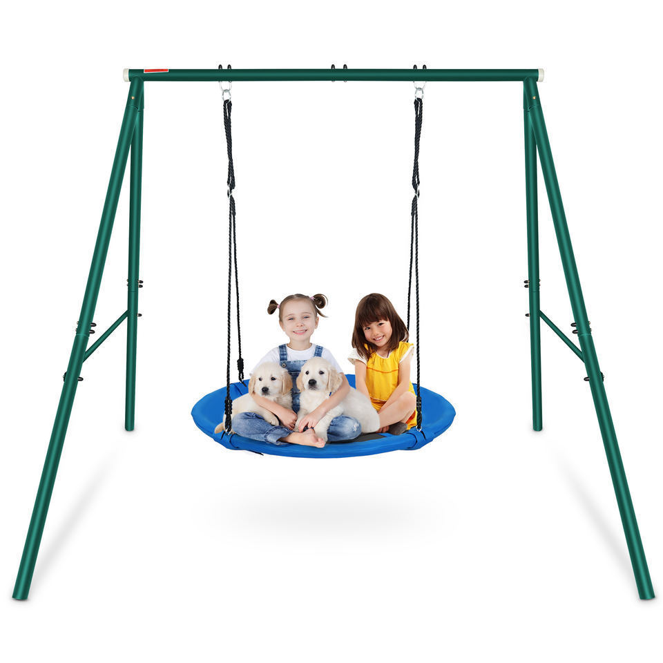 40 Inch Outdoor Tree Swing Flying, 700 Pounds Children's Backyard Metal Round Mat Swing, Adjustable Safe 360 Rotate garden swing