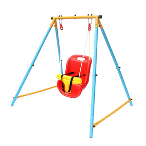 IUNNDS Sport Baby Toddler Indoor/Outdoor Metal Swing Set (Blue, Red, Yellow)