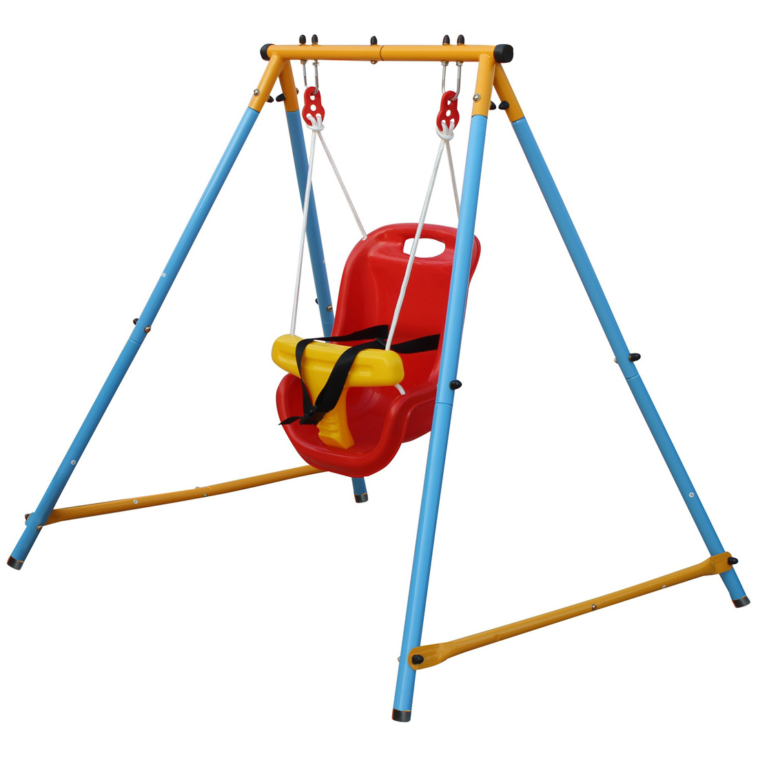 IUNNDS Sport Baby Toddler Indoor/Outdoor Metal Swing Set (Blue, Red, Yellow)