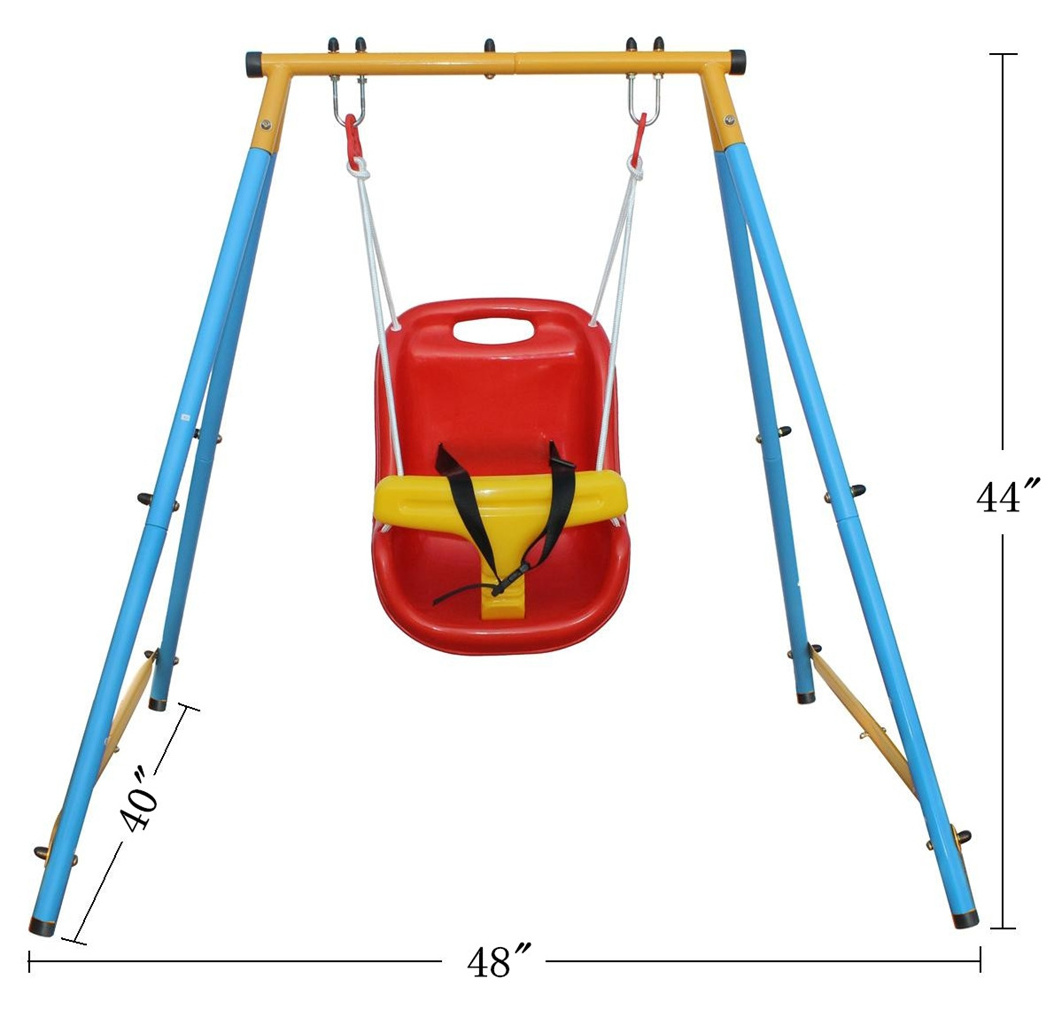 IUNNDS Sport Baby Toddler Indoor/Outdoor Metal Swing Set (Blue, Red, Yellow)