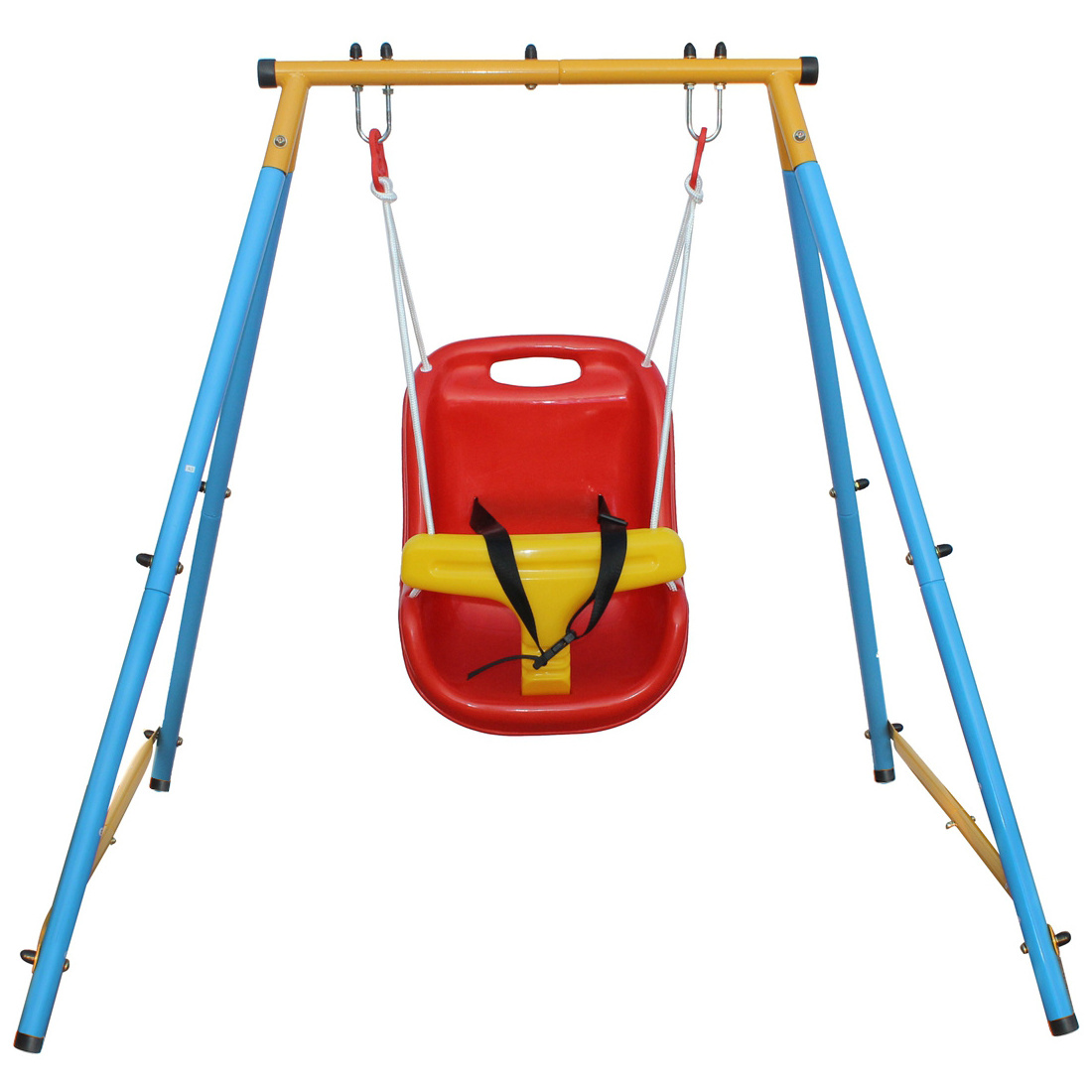 IUNNDS Sport Baby Toddler Indoor/Outdoor Metal Swing Set (Blue, Red, Yellow)