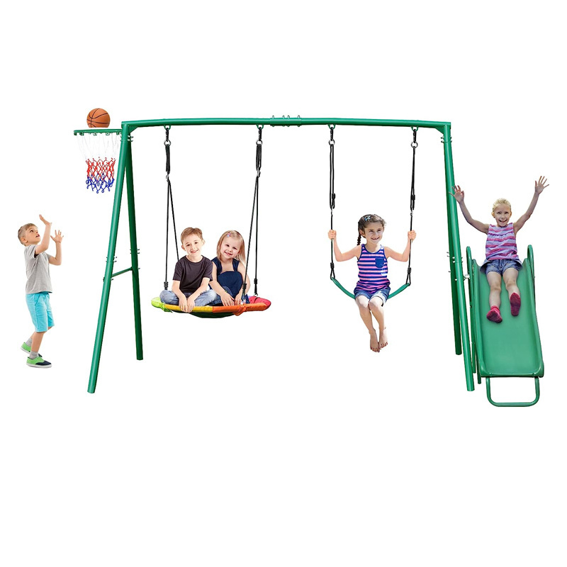 Kanglaibao garden swing baby saucer swing  with basketball hoop and slide for outdoor and playground