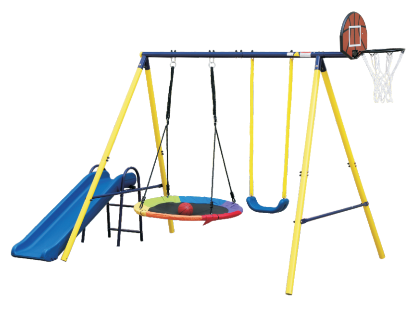 Kanglaibao garden swing baby saucer swing  with basketball hoop and slide for outdoor and playground