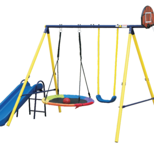 Kanglaibao garden swing baby saucer swing  with basketball hoop and slide for outdoor and playground