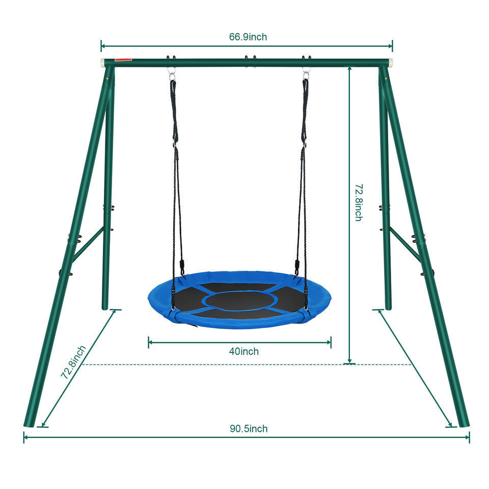 40 Inch Outdoor Tree Swing Flying, 700 Pounds Children's Backyard Metal Round Mat Swing, Adjustable Safe 360 Rotate garden swing