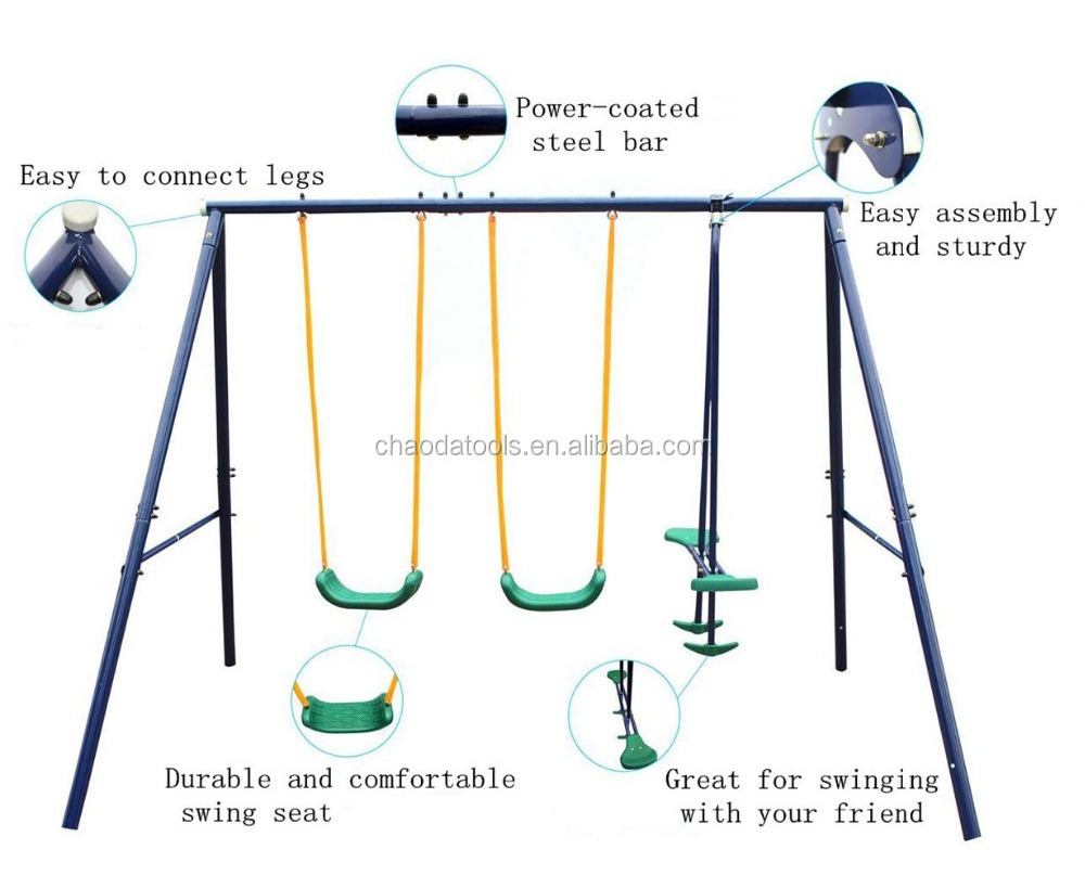 Portable Garden Children Swing Set Double Swing Chair