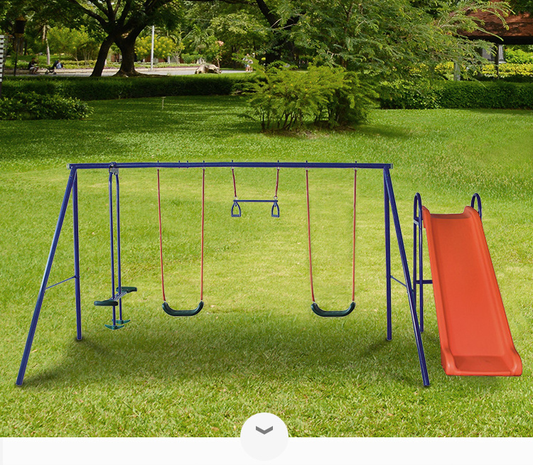 Wholesale Cheap Six Station Outdoor Garden Kids Double Seat Funny Swing Playground Children Swing Slide Set