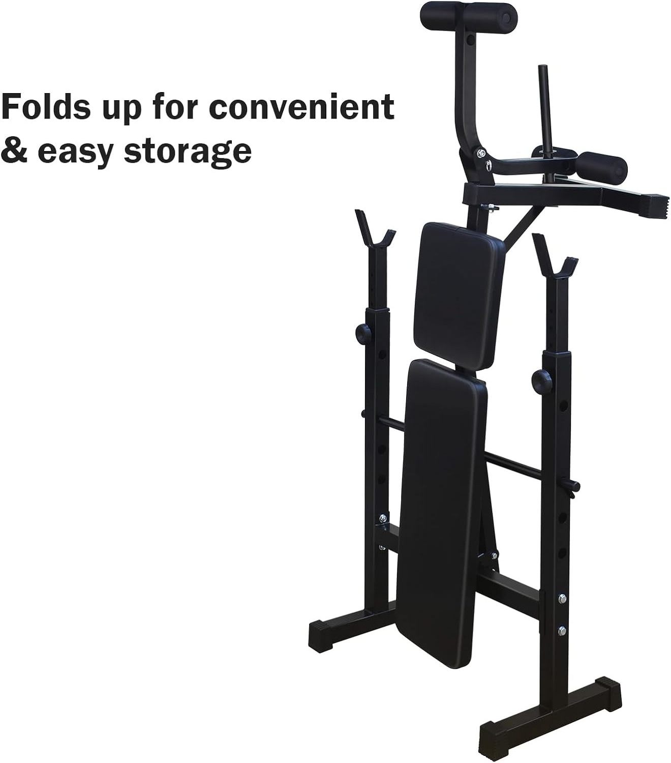 IUNNDS Workout Bench, Adjustable Weight Bench, Folding Bench Press Set with Squat Rack and Bench for Home Gym Full-Body Workout