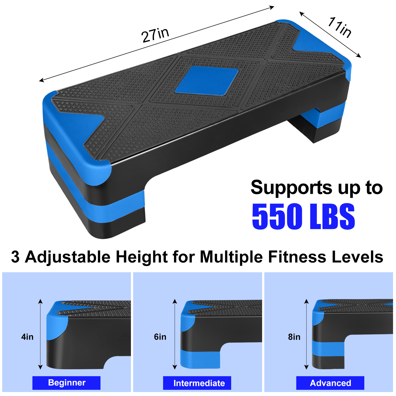 Exercise Stepper Customized Adjustable Bench gym equipment versatile fitness stepper workout 3 levels adjustable aerobics step