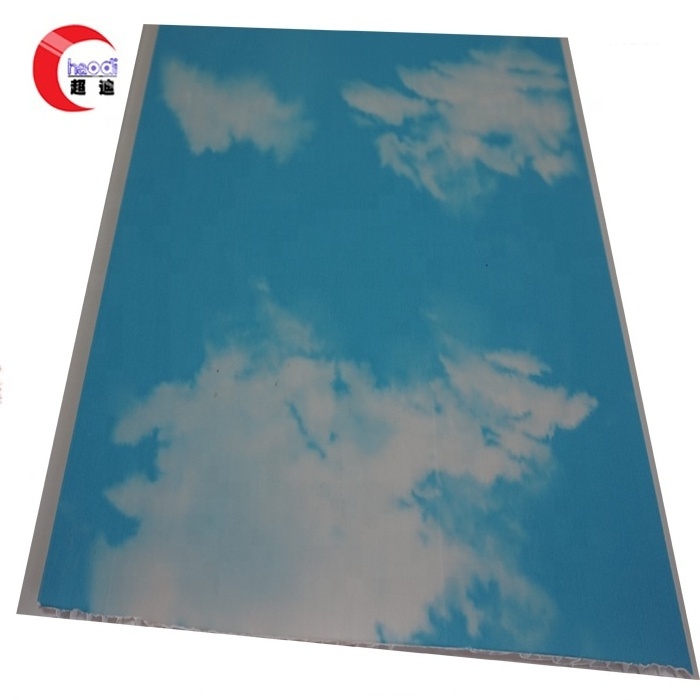 Hot Stamp Air Cloud PVC Wall and Ceiling Panel Artistic Ceilings with 5mm/7mm Thickness Heat Insulation Plastic Tile