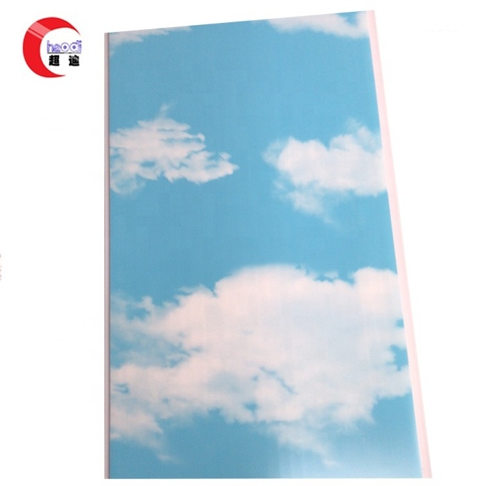 Hot Stamp Air Cloud PVC Wall and Ceiling Panel Artistic Ceilings with 5mm/7mm Thickness Heat Insulation Plastic Tile