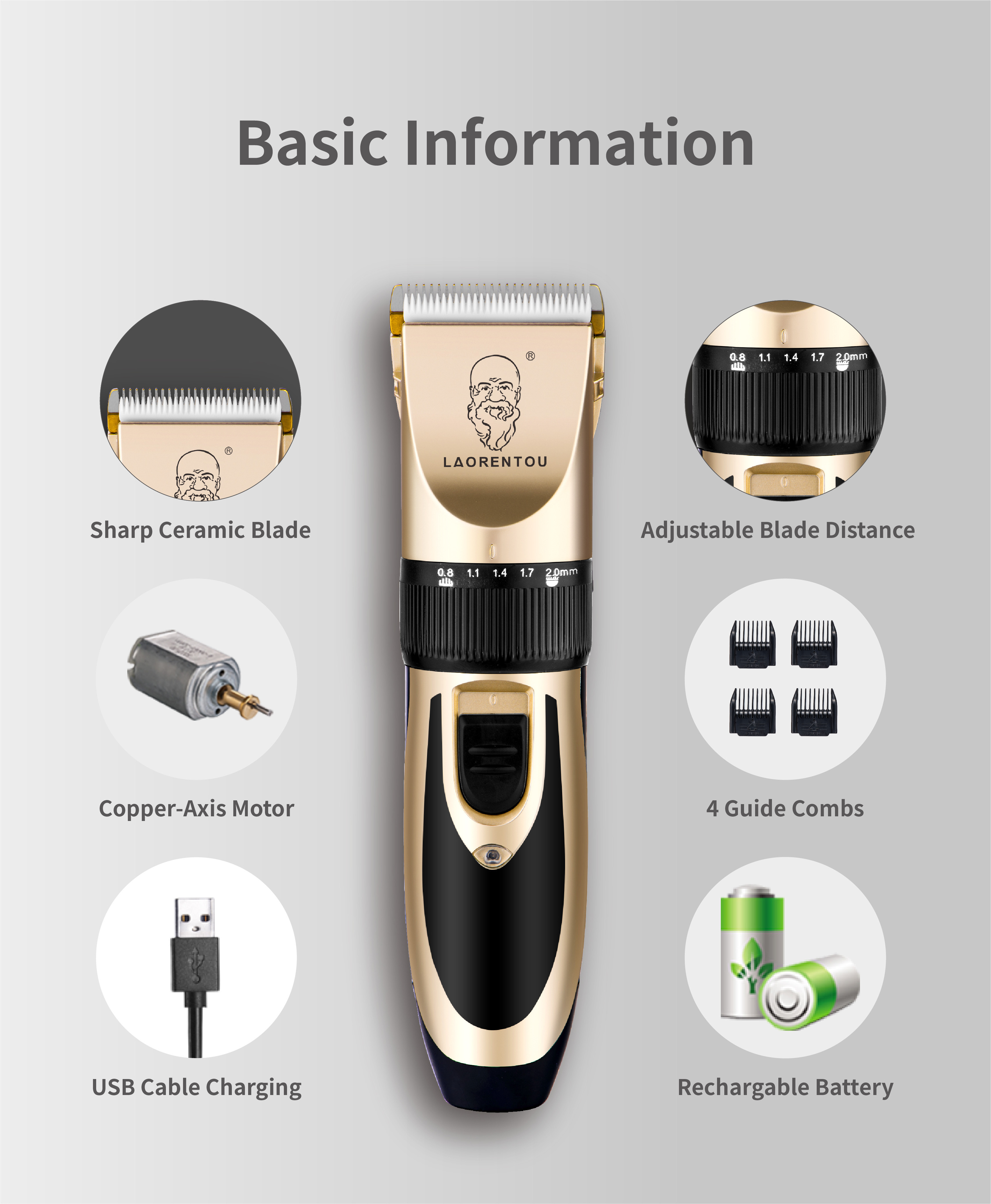 New Designed Portable Safe and Durable Household Hair Clippers for Home