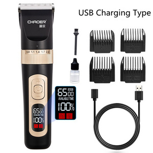 Wholesale USB Men's Grooming Set Professional Rechargeable LCD Display Hair Cutting Machine Electric Cordless Clipper