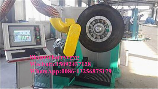 Expandable rim CNC tire buffing machine with automatic thickness measurement device