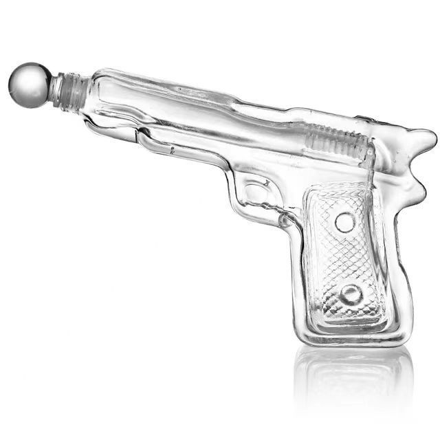 Gun Shaped Glass Bottles 180ml Unique Gun Shaped Empty Tequila Brandy Alcohol Vodka Whiskey Glass Bottle For Liquor Package Gift