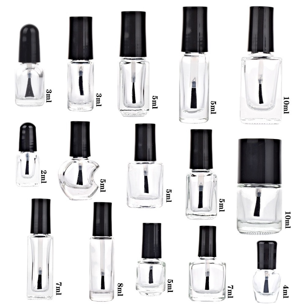 Uv Gel Glass Empty Nail Polish Bottle With Brush Glass Bottle Packaging With Brush Flat Nail Gel Polish Glass Bottle With Pack