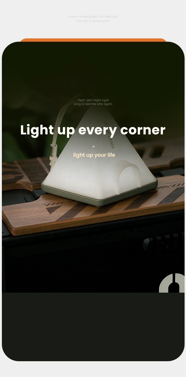 The new creative tent night light can be timed multi-function desktop multi-gear adjustment with lanyard compact and portable