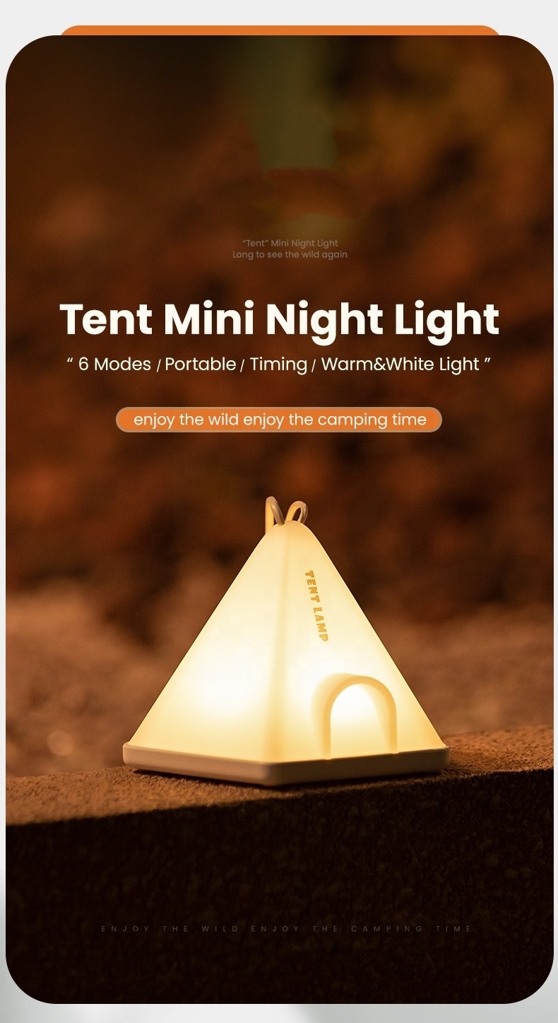 The new creative tent night light can be timed multi-function desktop multi-gear adjustment with lanyard compact and portable