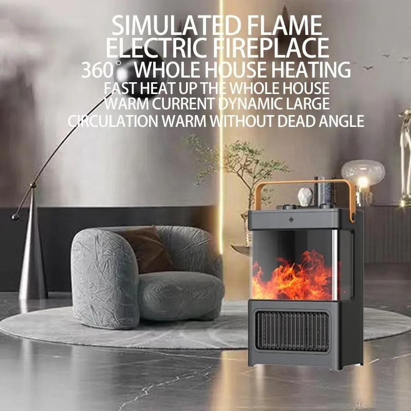 2023 Winter Hot Sale Household Electric Mini Smart Flame Fireplace Heater Portable Smart Desk Electric Heater