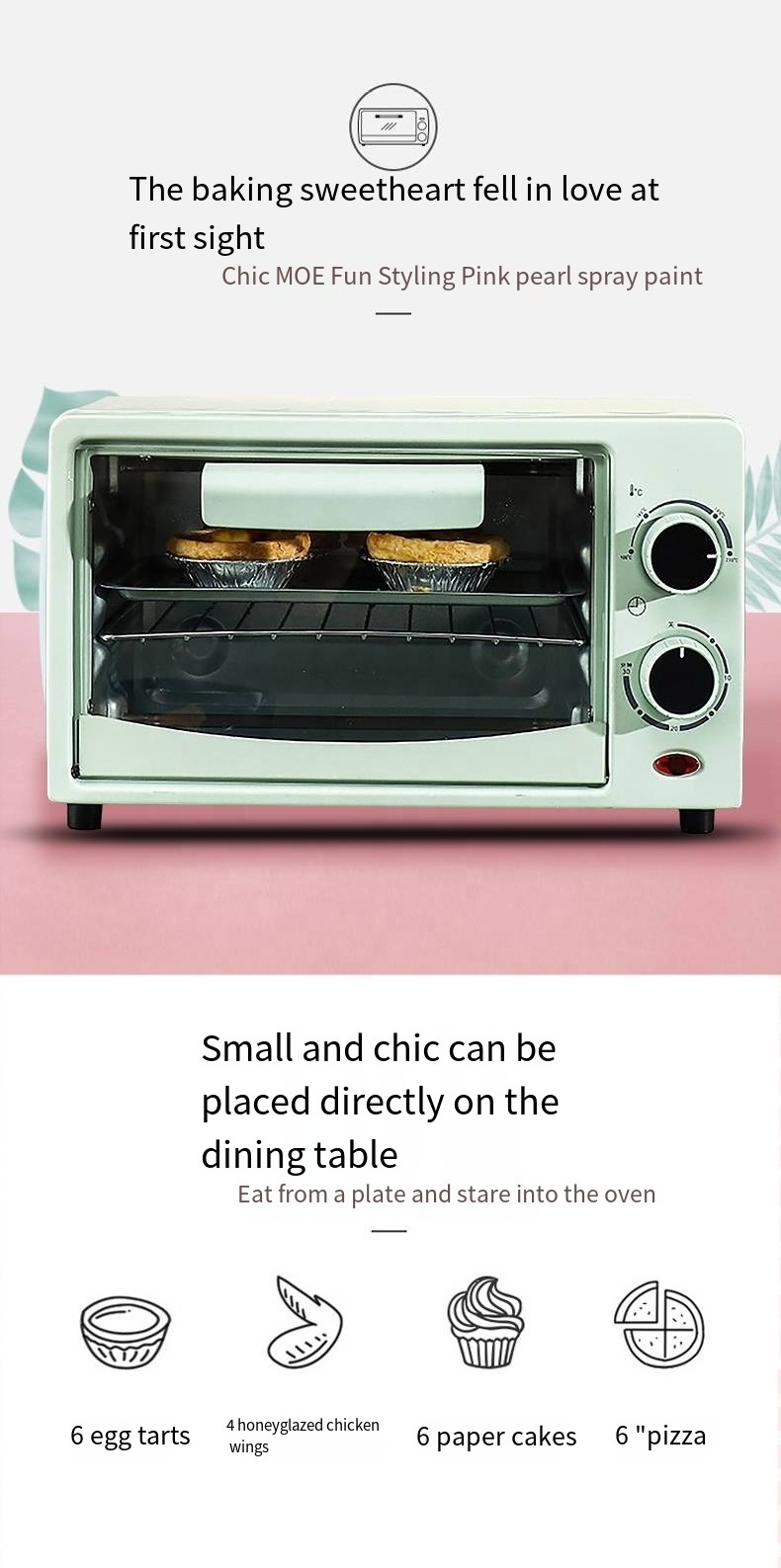 Electric oven household small multi-functional baking bread tart 12 litre mini automatic small oven