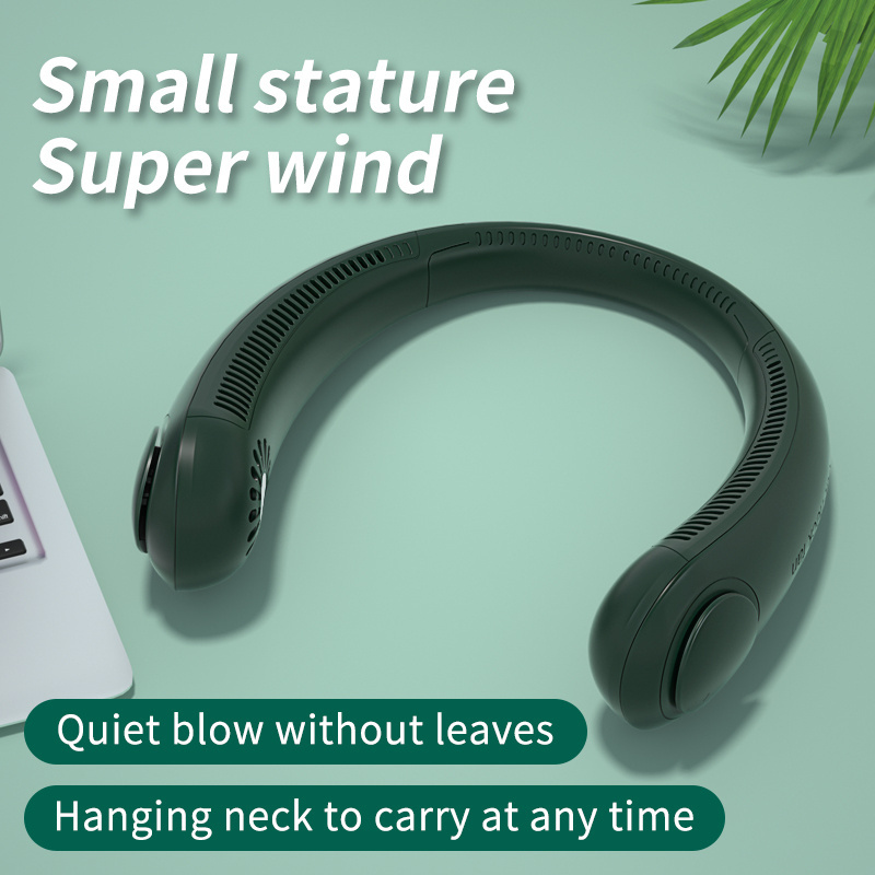 Rechargeable neck USB fan mini portable 2400mAh battery operated blade wearable personal fan hands-free bladed fan