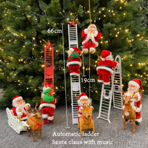 Musical and Dance Climbing Ladder Electric Santa Claus Climbing Rope Decoration Christmas Super Plush Doll Toy of Children Gifts