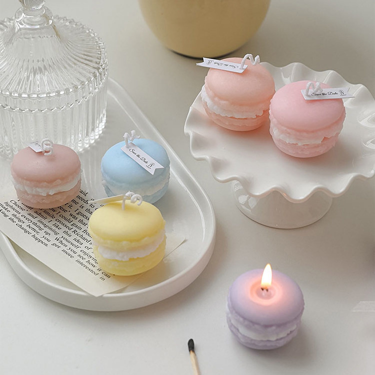 Customized Candle scented Macaron Dessert Cute Aromatherapy Small scented relaxing Gift Home Decor Cube Soy Wax Candles