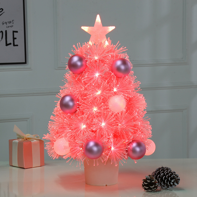 Artificial Optical fiber Christmas Tree,Snow Flocked Blue/Pink with LED light with stand in Party Mall indoor decoration