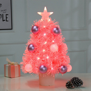 Artificial Optical fiber Christmas Tree,Snow Flocked Blue/Pink with LED light with stand in Party Mall indoor decoration