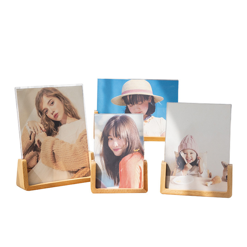 U-shaped Solid Wood Photo Frame Walnut Creative Pendulum Acrylic Home Decoration Photo Frame High Quality 4*6 Inch 5*7 Inch