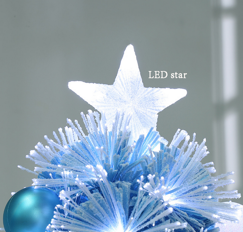 Artificial Optical fiber Christmas Tree,Snow Flocked Blue/Pink with LED light with stand in Party Mall indoor decoration