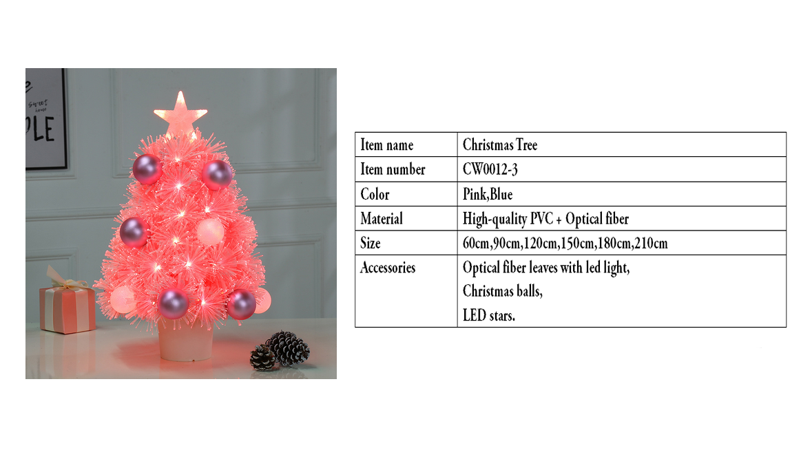 Artificial Optical fiber Christmas Tree,Snow Flocked Blue/Pink with LED light with stand in Party Mall indoor decoration