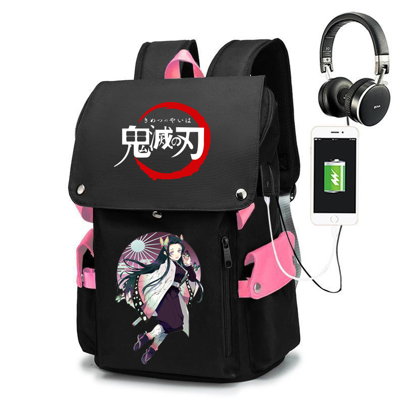 Hot  Demon Slayer Usb Charging School Backpack Waterproof Large Capacity Anime School Bag for Students