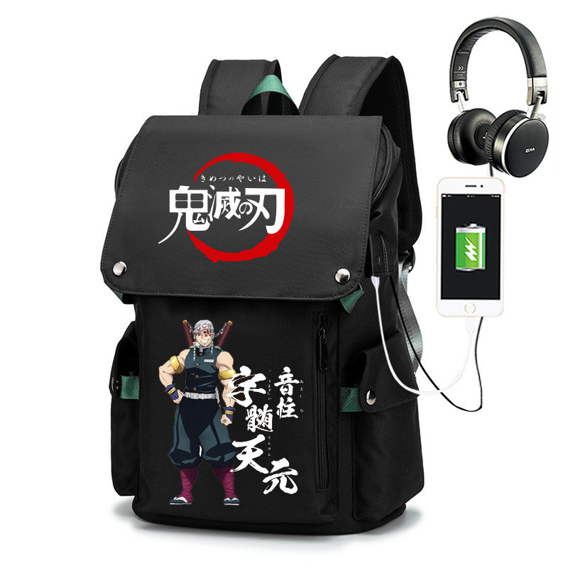 Hot  Demon Slayer Usb Charging School Backpack Waterproof Large Capacity Anime School Bag for Students