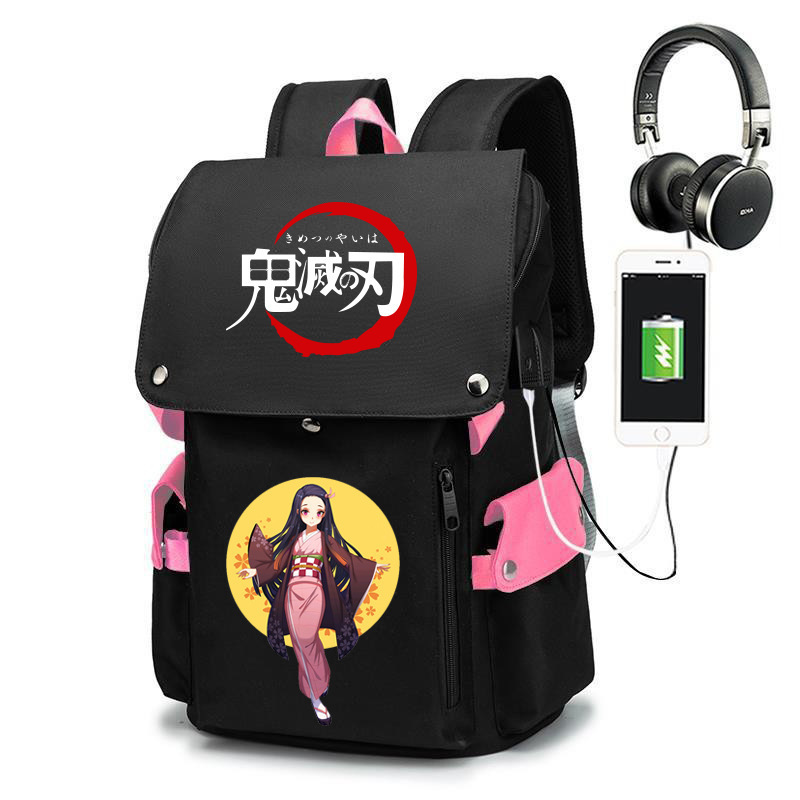 Hot  Demon Slayer Usb Charging School Backpack Waterproof Large Capacity Anime School Bag for Students