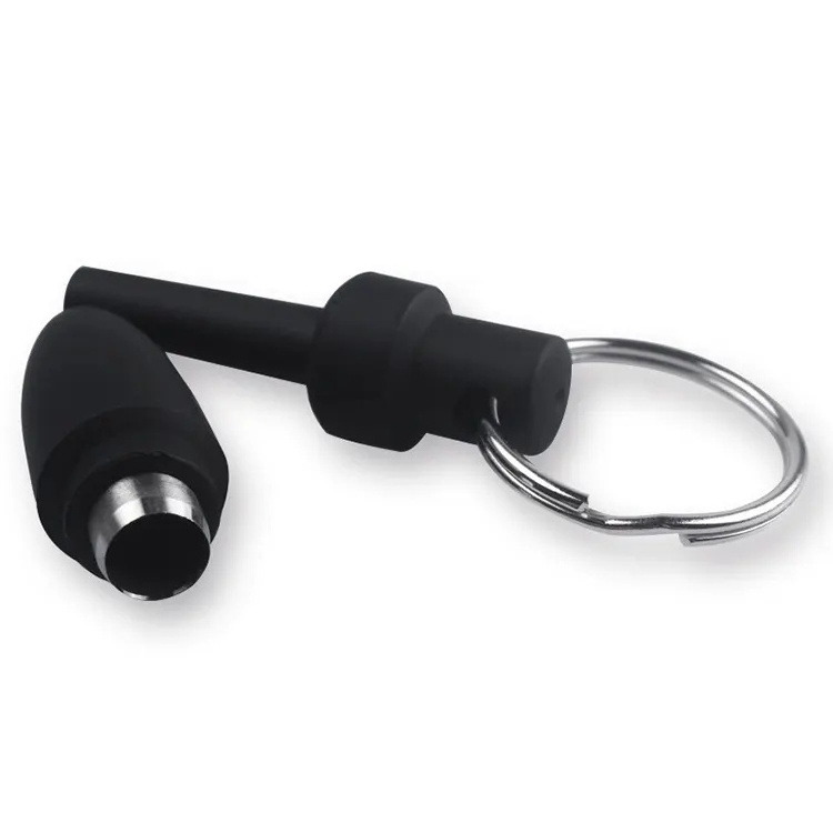 Custom Logo Mini Black Plastic Cigar Punch Stainless Steel Puncher Cigar Hole Opener with Key Chain for Cigar Accessories