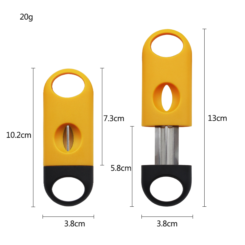 Stainless Steel Double Blade Cigar Cutter Scissors Cigar V Cutter Yellow Accessories Cutter for Cigar