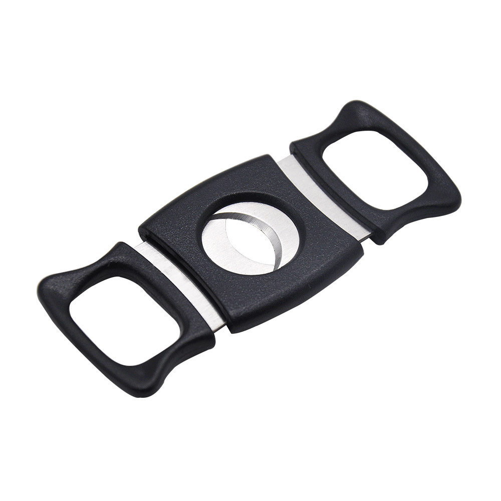 Wholesale Stainless Steel Double Cutting Blade Cigar Cutter with Plastic Handle Custom Logo Cigar Scissors