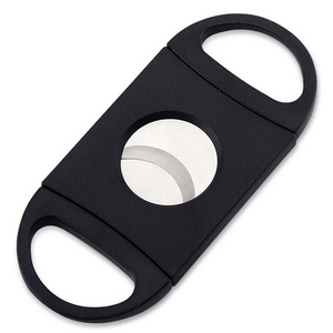 Custom Logo Black Table Top Plastic Double Blade Cigar Cutter for Cigar Scissors Accessories