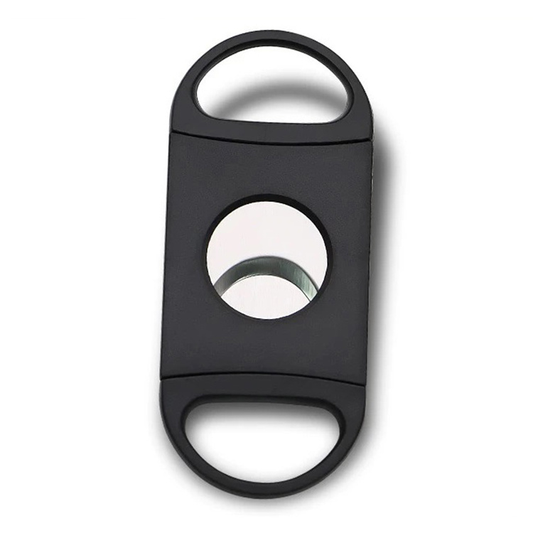 Custom Logo Black Table Top Plastic Double Blade Cigar Cutter for Cigar Scissors Accessories