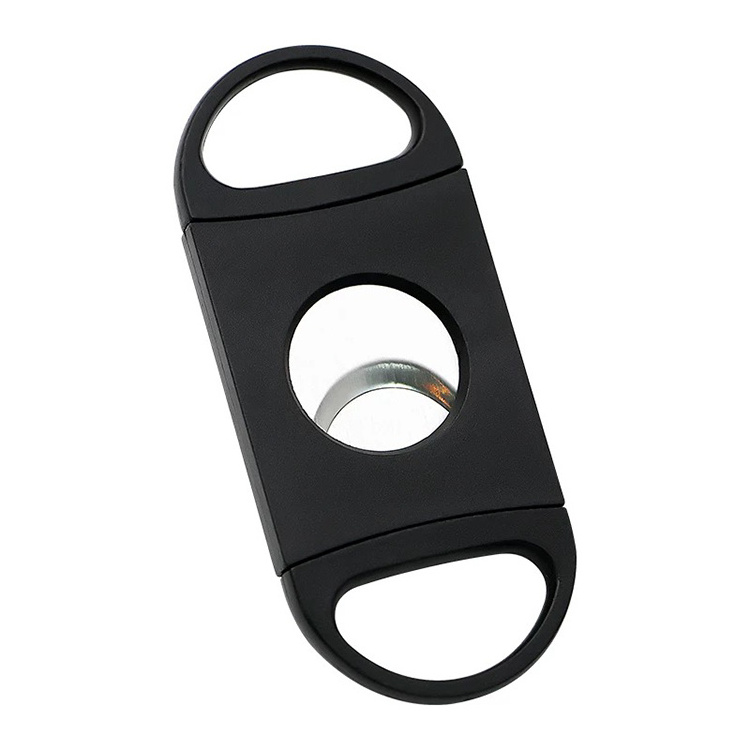 Custom Logo Black Table Top Plastic Double Blade Cigar Cutter for Cigar Scissors Accessories