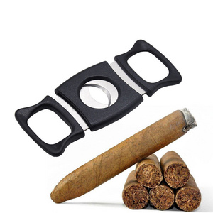 Wholesale Stainless Steel Double Cutting Blade Cigar Cutter with Plastic Handle Custom Logo Cigar Scissors