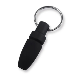 Custom Logo Mini Black Plastic Cigar Punch Stainless Steel Puncher Cigar Hole Opener with Key Chain for Cigar Accessories