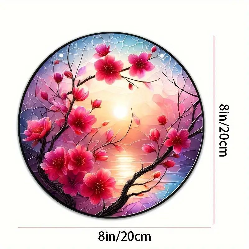 Cherry Blossoms Suncatcher, Acrylic Hanging Decor, For Office Living Room Bedroom, Window Garden Patio Porch Decor