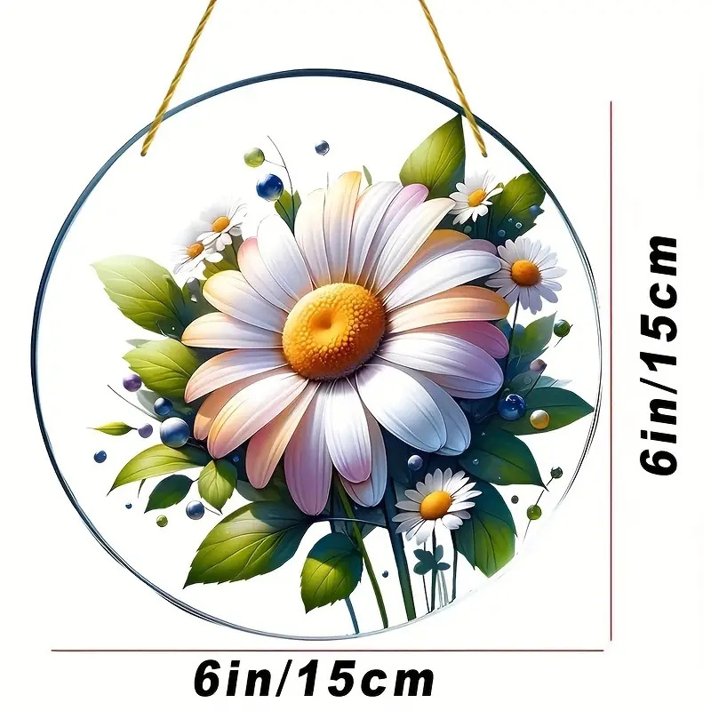 RTS Clear Acrylic Daisy Wall Art Sign Plaque ,Home Decor Window Hanging Ornament Gift For Garden Bedroom Living Room